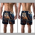 thumbnail image 3 of luoweisi Men's Beach Shorts Quick Dry Swim Trunks with Mesh Lining Cartoon Owl S, 3 of 5