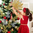 thumbnail image 4 of Ramas de hojas de pino artificiales, plantas falsas de oro y plata para Navidad, guirnalda con purpurina, adorno para árbol de Navidad, decoración para el hogar y la habitación, 4 of 5