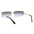 thumbnail image 3 of Unisex Rimless Sunglasses Oval Rectangle Beveled Brown Blue Lens Gold Trim UV400, 3 of 5