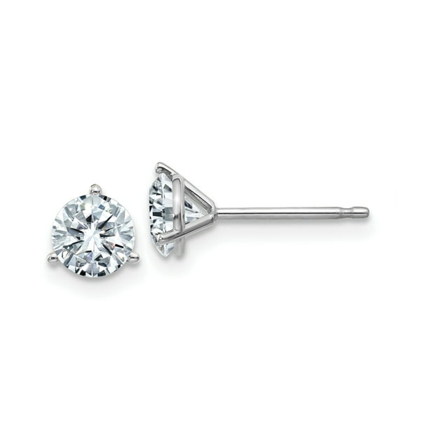 14kt White Gold 5.0mm Round Colorless Moissanite 3-Prong Martini Post ...