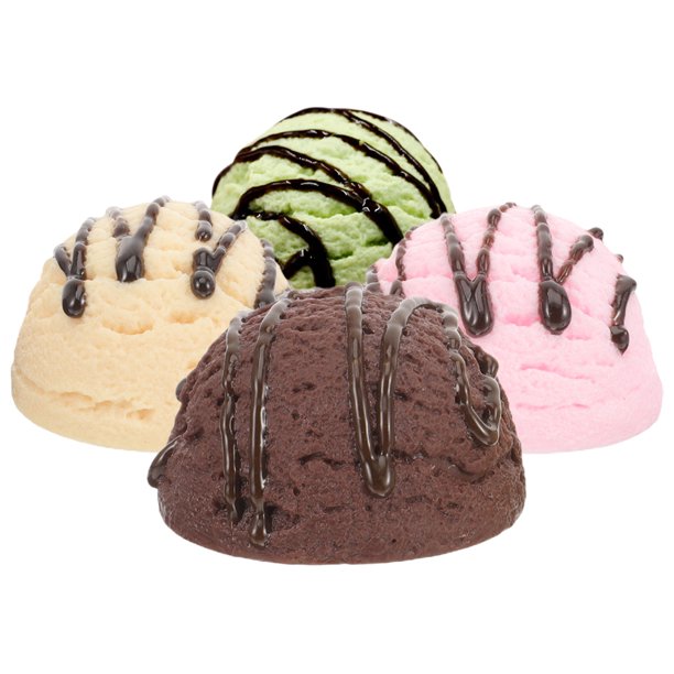 KAKOWELY 4 piezas de simulación de helado, modelo de fotografía, accesorio de helado falso