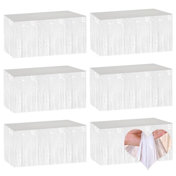 Table Skirts Mebiornt - Lámina metálica (74 x 274 cm, 6 unidades), color blanco