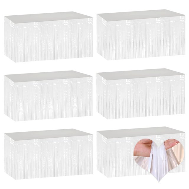 Table Skirts Mebiornt - Lámina metálica (74 x 274 cm, 6 unidades), color blanco