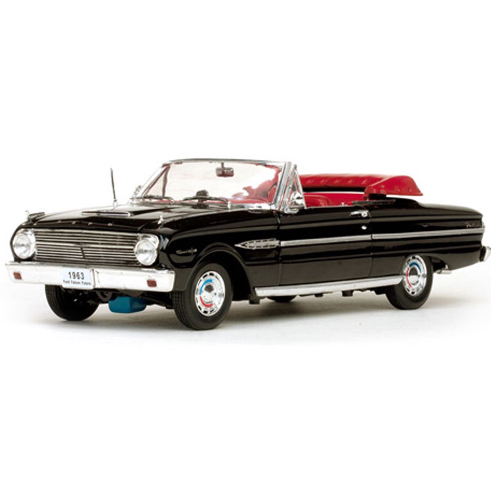 1963 Ford Falcon Open Convertible in Raven Black Diecast Model Car in 118 Scale by Sun Star