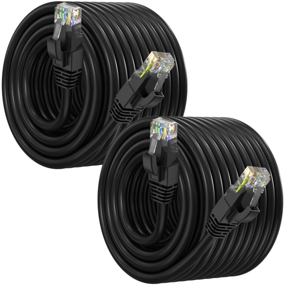 Maximm Cat 6 Ethernet Cable 150 ft (2-Pack) - High-Speed LAN Cable, Internet Cable, Patch Cable, and Network Cable - UTP, 10Gbps, 550MHz Cat6 Cable - Black