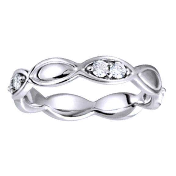 AFFY Round White Diamond Twisting Inspired Eternity Band Ring 14K Solid White Gold (0.33 Cttw)