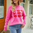 thumbnail image 4 of CEHVOM Chandail Mode Décontracté pour Femmes Couleur Unie Imprimé Saint-Valentin Manches Longues Col Rond Hauts Liquidation, 4 of 7