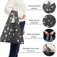 thumbnail image 5 of 5 Pack Foldable Shopping Bag,Halloween White Skulls and Bones Reusable Grocery Bags with Pockets,Large Reusable Tote Bags with Handles Waterproof & Lightweight, 5 of 6