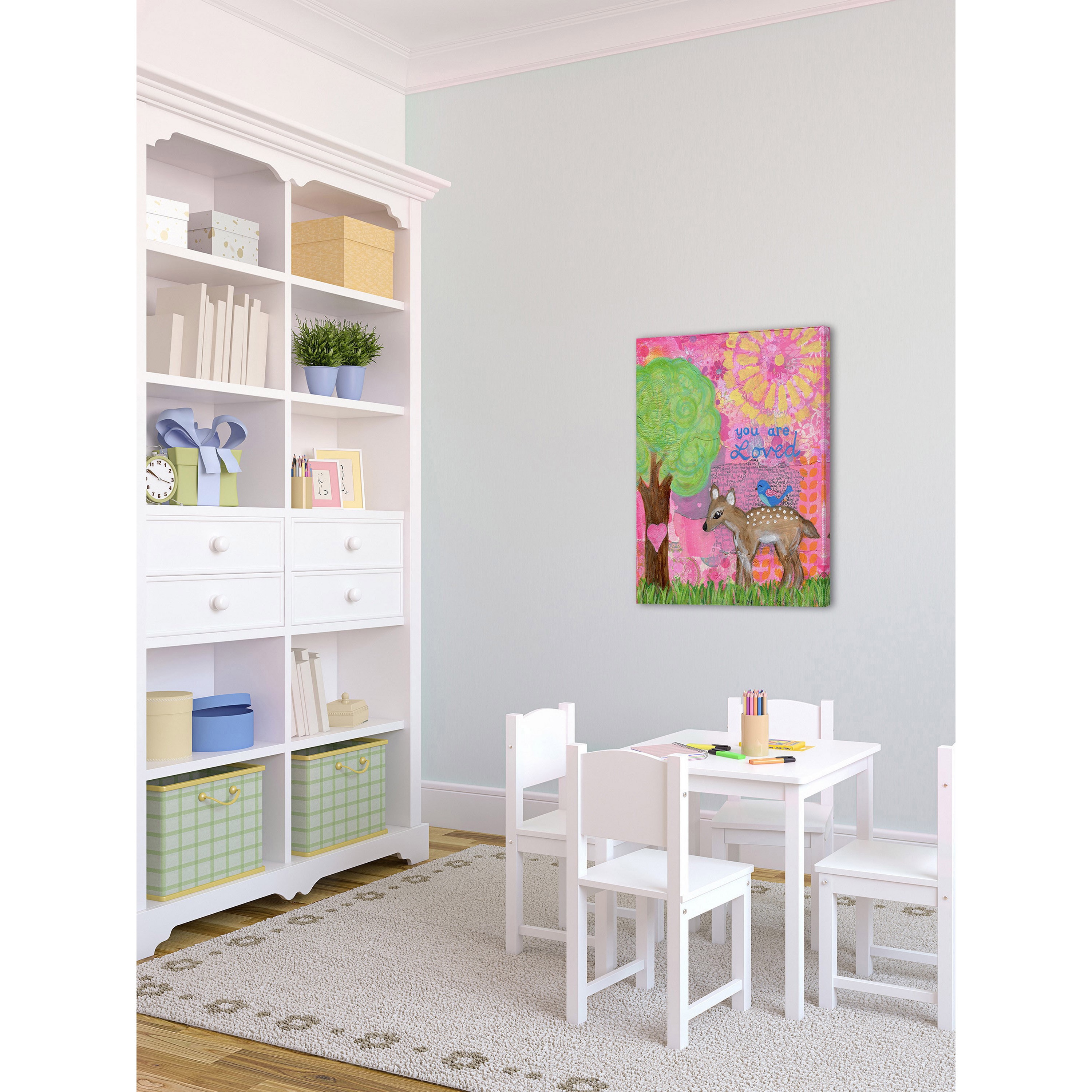 Marmont Hill "You Are Loved Fawn" by Jill Lambert Painting Print on Wrapped Canvas