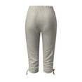 thumbnail image 6 of Capri Leggings for Women Summer Casual Elastic High Waist Drawstring Ruched Hem Workout Yoga Cropped Capris Pants, 6 of 6