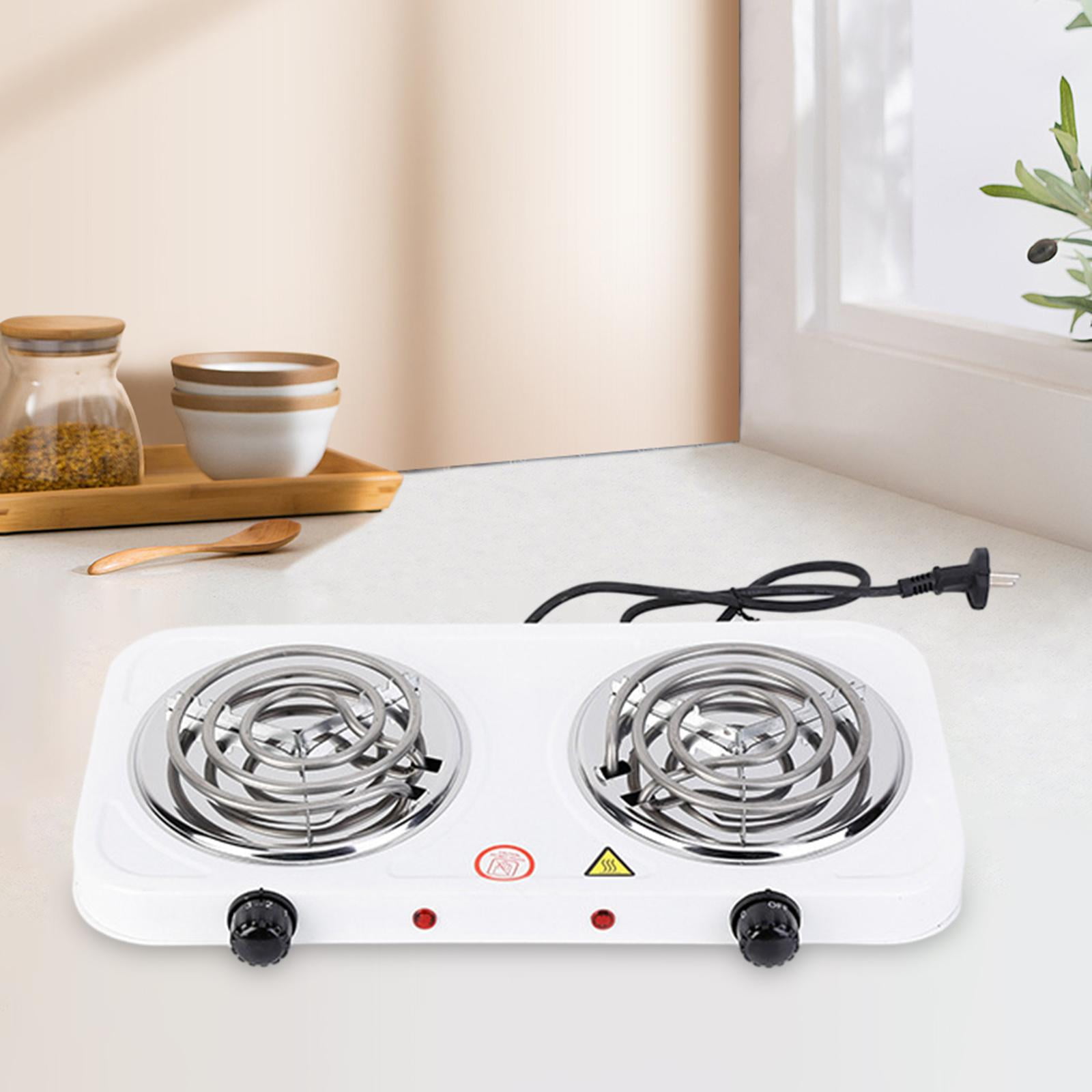 Double Burner Cooktop, 2000W Electric Cooktop for Home, Travel, Camping, Outdoor Activities, Power Indicator Lights Electric Coil Burner