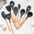 thumbnail image 1 of Multiple Style Wooden Handle Silicone Spatula Soup Spoon Fork Colander Shovel Cooking Utensils Kitchen Tool Suit Exquisite, 1 of 3