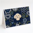 thumbnail image 1 of Blue Flowers Buff Poodle Greeting Cards & Envelopes - Pack of 8, 1 of 1