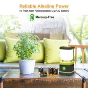 LiCB Alkaline D Batteries 16-Pack, 1.5 Volts Long-Lasting D Cell Alkaline Batteries Perfect for Camping Lantern
