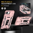 thumbnail image 5 of Heavy Duty Rugged Case for iPhone 16e, Case with Rotatable Ring Kickstand & Sliding Camera Cover, Support Magnetic Car Mount, Soft TPU Shockproof Hard PC Back Case - Rosegold, 5 of 7