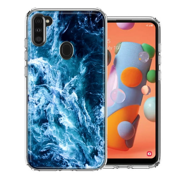 MUNDAZE For Samsung A11 Deep Blue Ocean Waves Design Double Layer Phone Case Cover