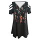 thumbnail image 5 of ICHUANYI Clearance Fashion Woman V-Neck Short Sleeve Tops T-Shirt Summer Print Loose Blouse(Black, XXL) ICHUANYI WER2023080808197, 5 of 5