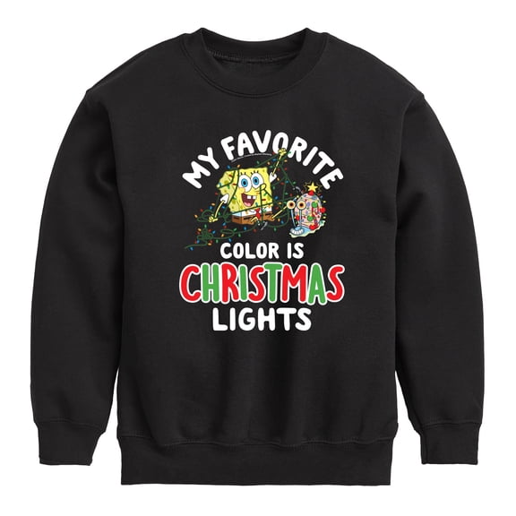 SpongeBob SquarePants - My Favorite Color Is Christmas Lights - Toddler And Youth Crewneck Fleece Sweatshirt