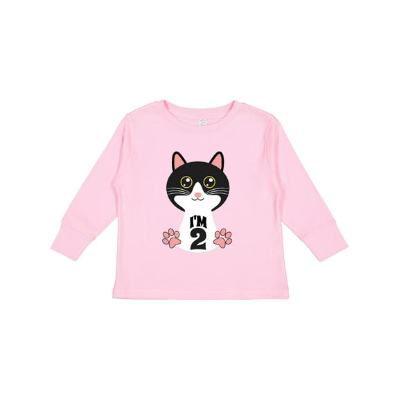 Inktastic 2nd Birthday Cat 2 Year Old Girl Girls Long Sleeve Toddler T-Shirt