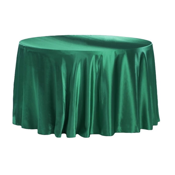 1 Pc, Satin 132" Round Tablecloth - Emerald Green(Machine Washable & Cool Dry) For Wedding Or Event Decor