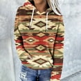 thumbnail image 2 of Western Aztec Hoodies for Women Geometric Print Ethnic Style Pullover Tops Casual Long Sleeve Loose Retro Hooded Sweatshirts, 2 of 5