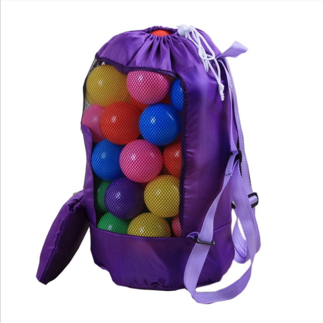 Coofit Mesh Beach Bag Folding Portable Drawstring Toy Mesh Bag Beach Toy Bag