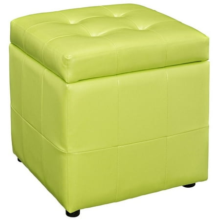 - Hawthorne Collections Square Faux Leather Storage Ottoman in Light Green