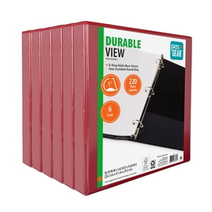 Pen+Gear 1-Inch Durable Binder, Red, 6 Pack