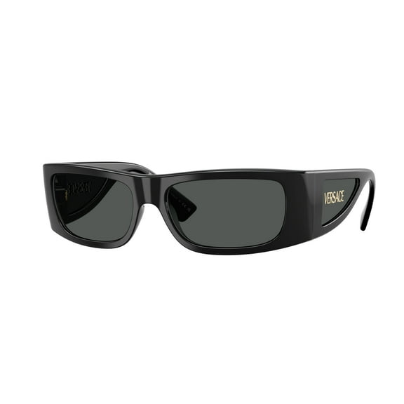 Versace Men's 0Ve4482 Lens Logo Bold Rectangular Frame Sunglasses Black