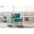 thumbnail image 4 of Upholstered Leisure Sofa Chair - Velvet Wingback Club Chair - Armless Lounge Chair with Gold Metal Legs - Living Room Bedroom Furniture - Teal, 4 of 8
