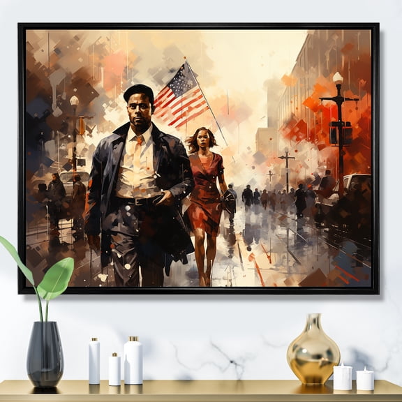 Designart "Civil Rights March African American Perspective I" People Framed Wall Art - Global Black African American Art Hallway Framed Wall Art Decor