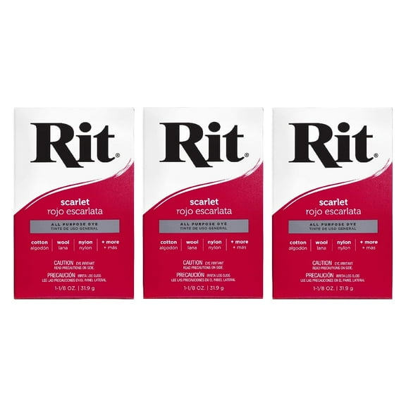 Rit All-Purpose Powder Dye, Scarlet, 1.125 oz (3 pack)