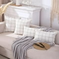 thumbnail image 6 of Farmhouse Plaid Throw Pillow Covers 18x18 Set of 2 Checkered Decorative Linen Boho Pillow Cover, Modern Neutral Decor for Couch and Bed, Beige Cream Color with Black Stripes, 6 of 6