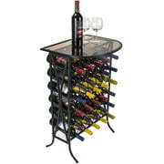 Sorbus Wine Rack Stand Bordeaux Chateau Style with Glass Table Top - Holds 30 Bottles of Your Favorite Wine - Elegant Looking French Style Wine Rack to Compliment Any Space - Minimal Assembly