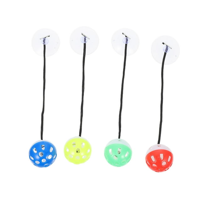 EeaseCA 4Pcs Bearded Dragon Toys Lizard Bell Toys Reptile Bell Balls with Suction Cup and Rope