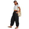 thumbnail image 6 of Womens Balloon Pants Trendy Casual Elastic Waist Wide Leg Harem Pants 2XL, 6 of 6