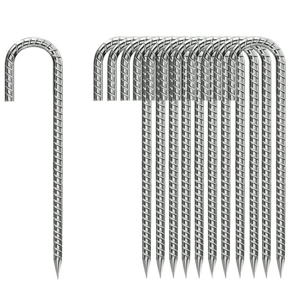 Estacas de Tierra QNLONG Resistente Tipo J para Varillas, 30 cm, 20 piezas