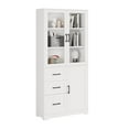 thumbnail image 4 of IVV 67" Tall Display Cabinet with Glass Doors and 3 Drawers, Modern Floor Standing Cabinet Storage Pantry Cupboard for Bathroom Kitchen Dining Room Living Room Home Office, White, 4 of 7