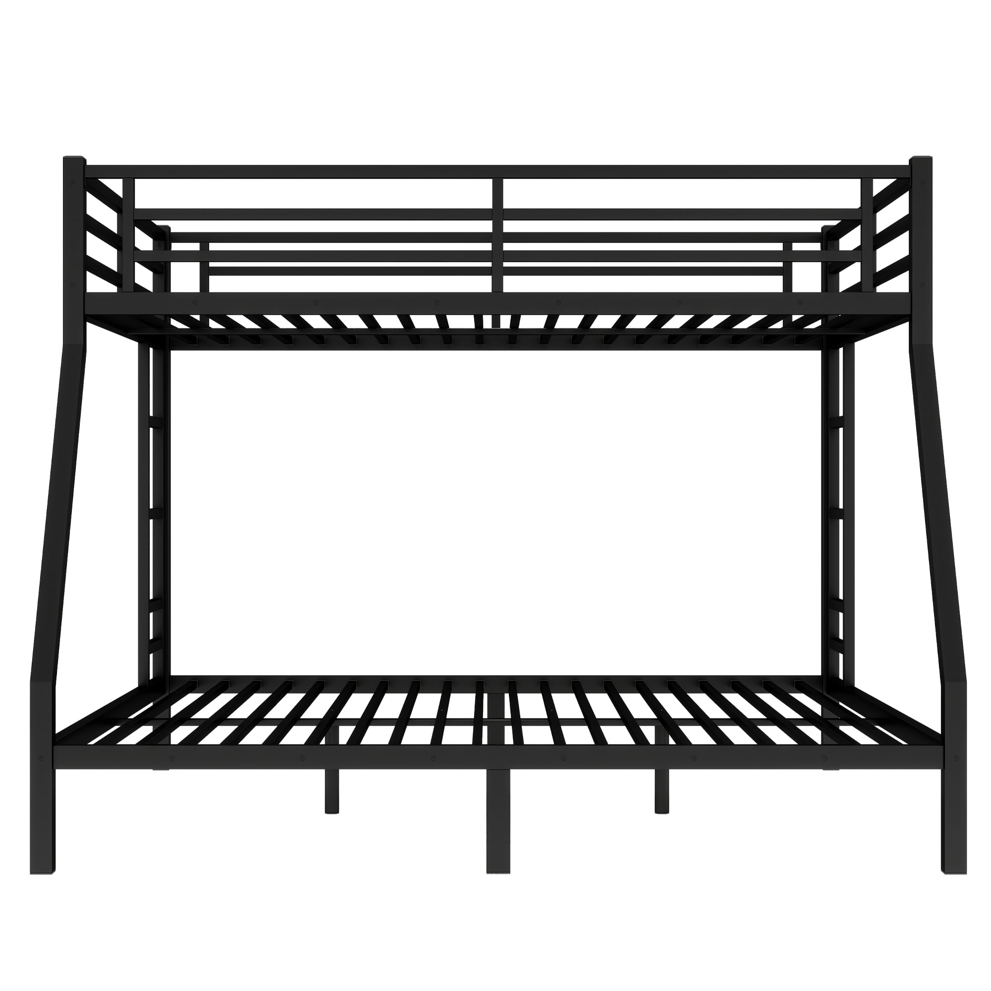 Leumius Queen over King Bunk Bed for Teens and Adults,Heavy Duty Metal Bunk Bed with Full-Length Guardrail and Ladder,Space-Saving/Noise Reduced/No Box Spring Needed, Black