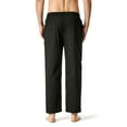 thumbnail image 6 of SOOMLON Men's Pants Drawstring Bohemian Pants Cotton Linen Elastic Waist Daily Pants Straight Pants Sports Trousers Black S, 6 of 6