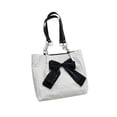 thumbnail image 5 of Abbraccia Womens PU Leather Tote Bag Large Capacity Totes Pouch Bow Decor Shopping Bag White, 5 of 9