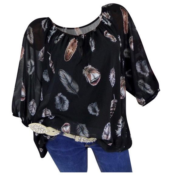 kaondbfi Summer Tops for Women Women's Loose Leisure Printed V-neck Elbow Sleeve T-shirt Tops Womens Essentials Fashion Clothing
