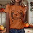 thumbnail image 2 of IDOCLOTHES Halloween T Shirts for Women Funny Dancing Skeleton Printed Tis The Season To Be Spooky Tshirts Dressy Casual Short Sleeve Going Out Tops Fashion Clothing Orange, S, 2 of 5