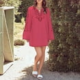 thumbnail image 2 of Fankiway Robe à Manches Longues pour Femmes Col en V Imprimé Taille Haute Robe Maxi Décontractée, 2 of 6