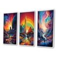 thumbnail image 3 of Designart "Visionary Rainbow Mystery Landscapes III" Abstract Landscape Framed Wall Art Set Of 3 - Multicolor Abstract Landscapes Frame Canvas Set For Living Room Decor, 3 of 6