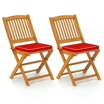 GVN Outdoor Kitchen Chair, Dinner Chairs,Outdoor Folding Chairs with Seat Cushions Set of 2-Red