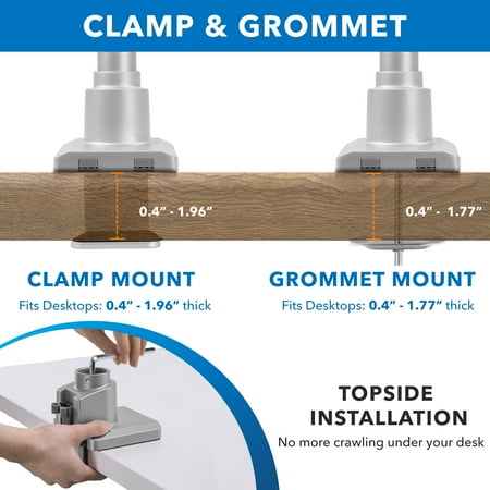 Mount-It! - Full Motion Single Monitor Desk Mount - Silver