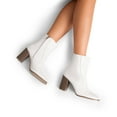 thumbnail image 6 of BURUDANI Women's Ankle Boots low Heel Side Zip Chunky Booties White-Pu Size 8.5, 6 of 6