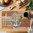 thumbnail image 2 of Anchor Placemats Set&nbsp;of&nbsp;12 Rope Vintage Brown Green Wood Board Nautical Heat Insulation Washable Place Mats, Rustic Non-Slip Table Mats for Dining Table Party Kitchen Decor,13x19 Inch, 2 of 9