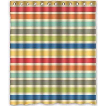 Mohome Classic Red Orange Green And Blue Transverse Stripes Shower